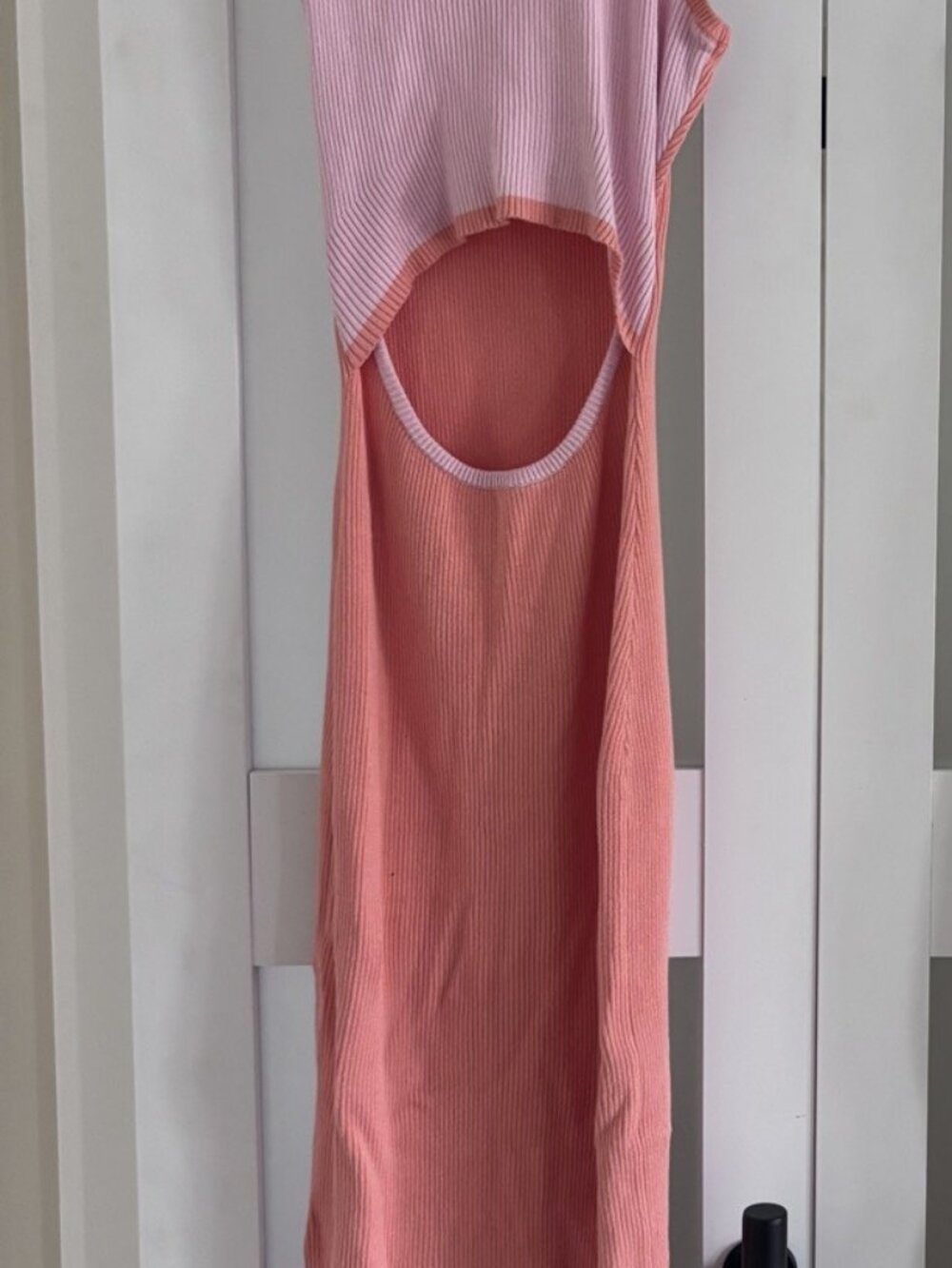 Pink Queen Colorblock Cutout Knit Midi Dress Pink Orange Size S